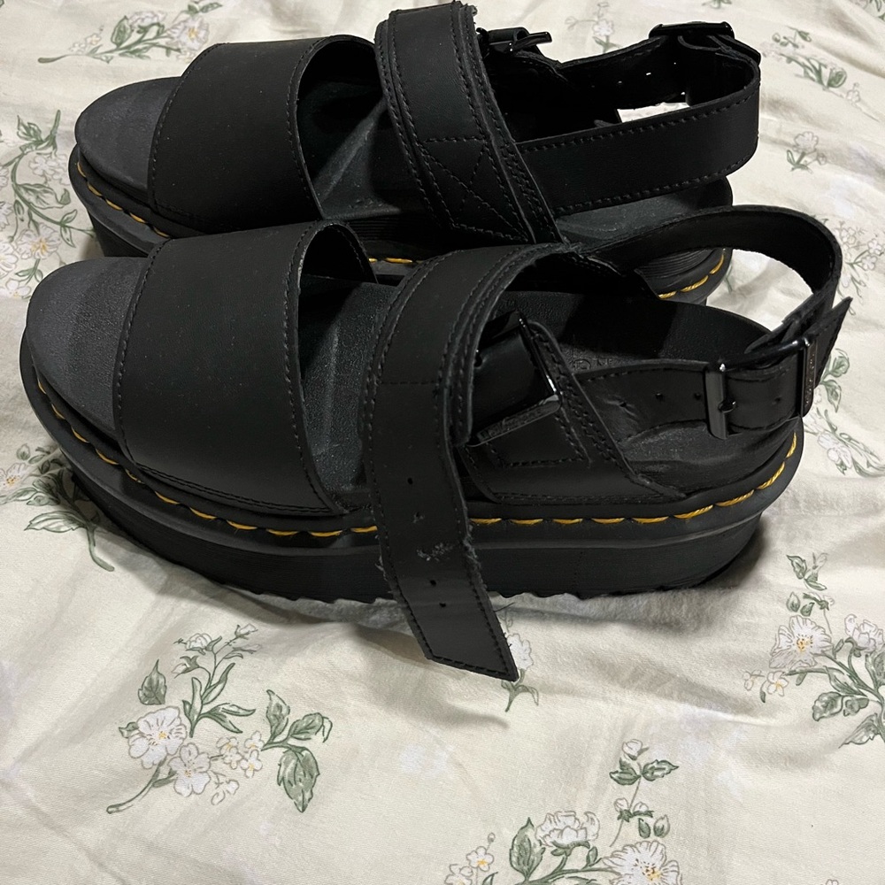 Dr. Martens Black Voss Platform Sandals